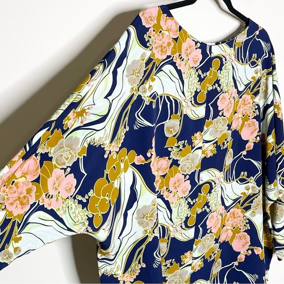 ASOS MATERNITY navy Asian floral print dolman sleeve tunic size 10 - Picture 3 of 5